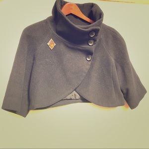 Zara Crop Wool Jacket Cape and Pin